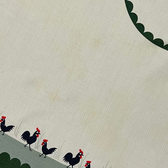 Vintage Rooster & Hen Yellow Green Border Tablecloth 34x38 - Picture 8 of 10